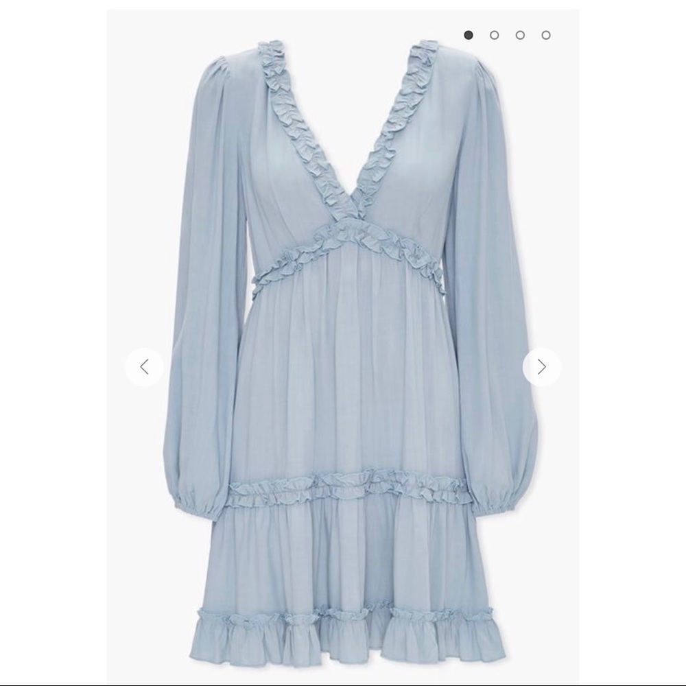 Forever 21 Blue Baby Doll Long Sleeve Ruffle Dress